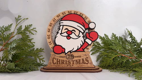 [Laser cut and engrave] Santa Christmas Countdown Advent Calendar Stand
