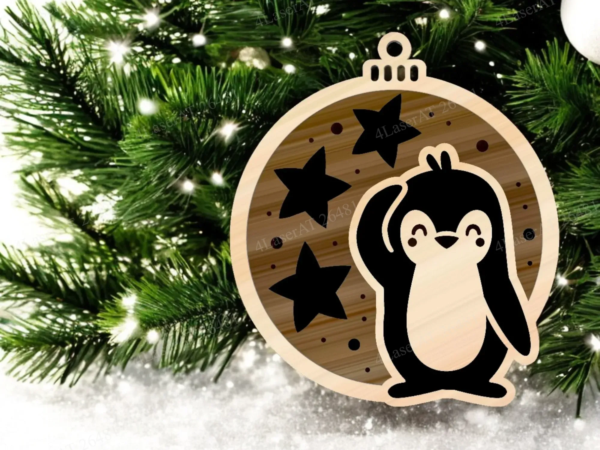 Penguin Christmas Ornament free Christmas SVG laser cut design