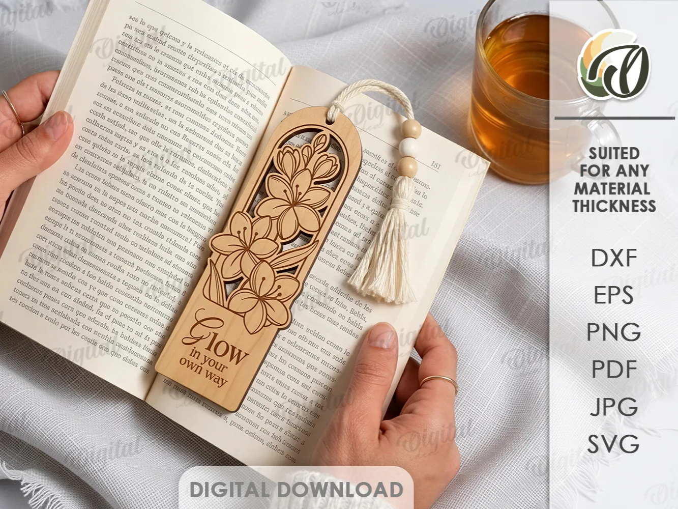 Floral Boho Bookmark with Inspirational Quote bookmark design