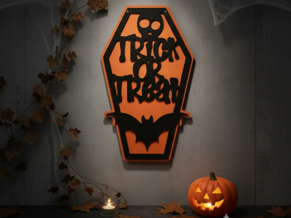 貼棺材的 Trick-or-Treat 牆標 萬聖節禮品籃主意