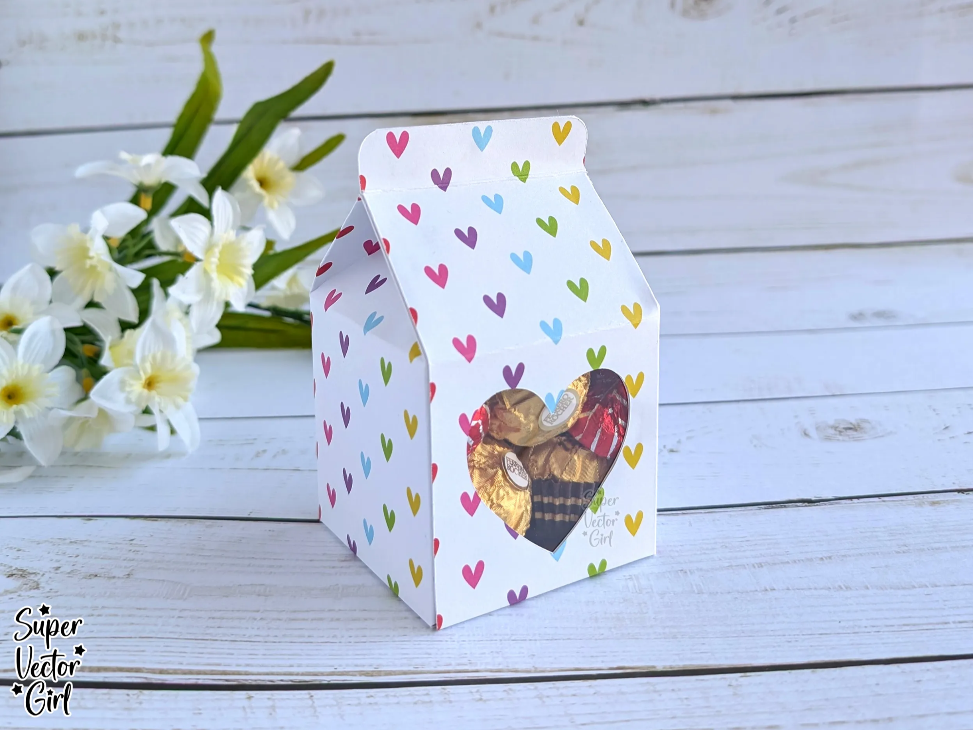 Treat Box with Heart Cutout party favor design