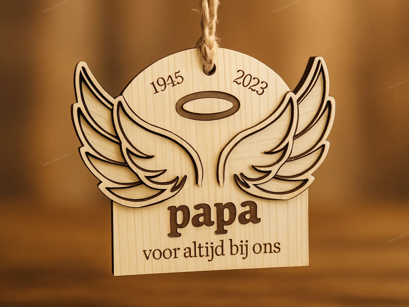 Memorial Ornament with Angel Wings, "Papa" memorial sympathy gift design