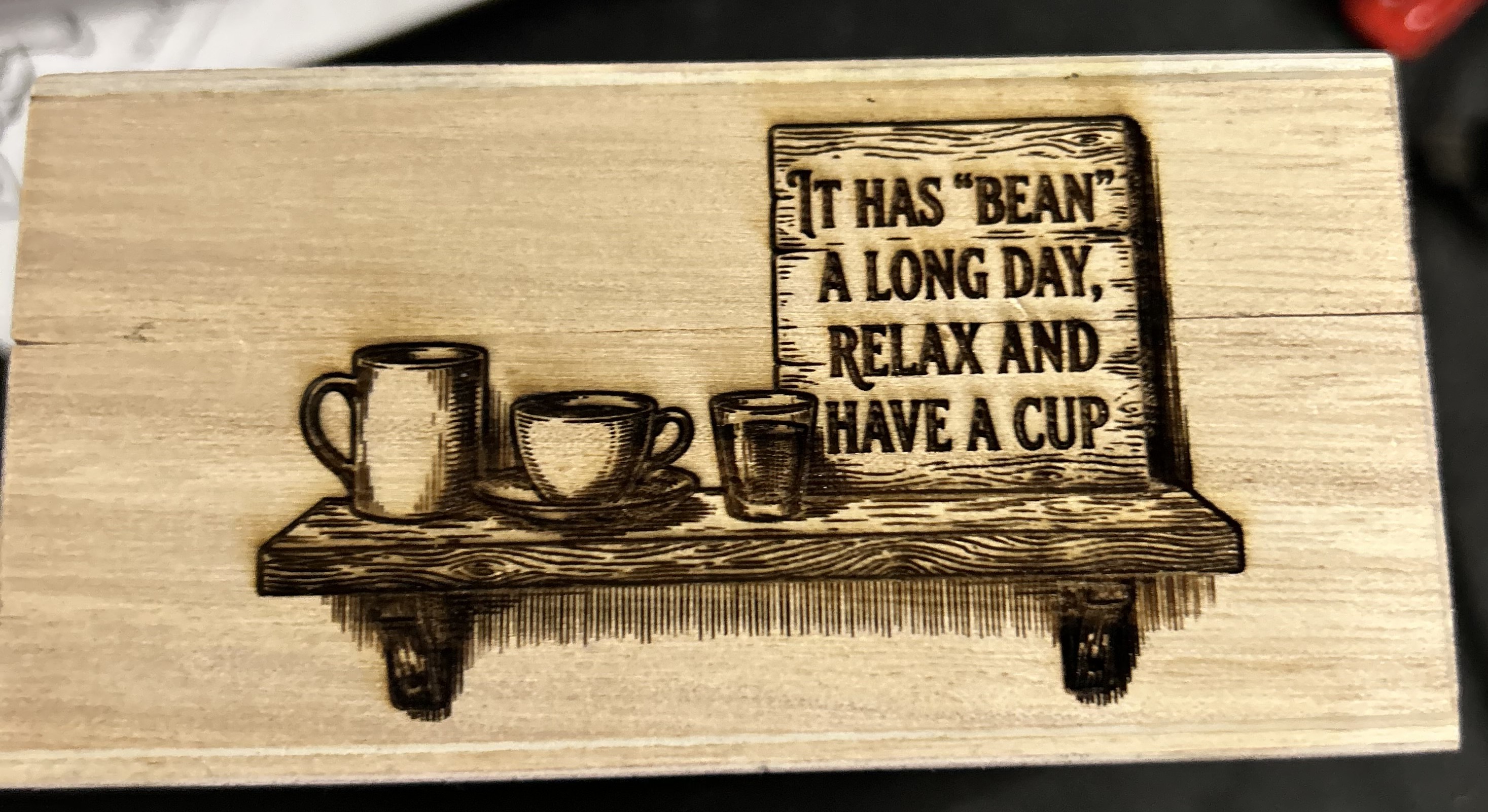 Box with Coffee Quote and Illustration wooden box idea