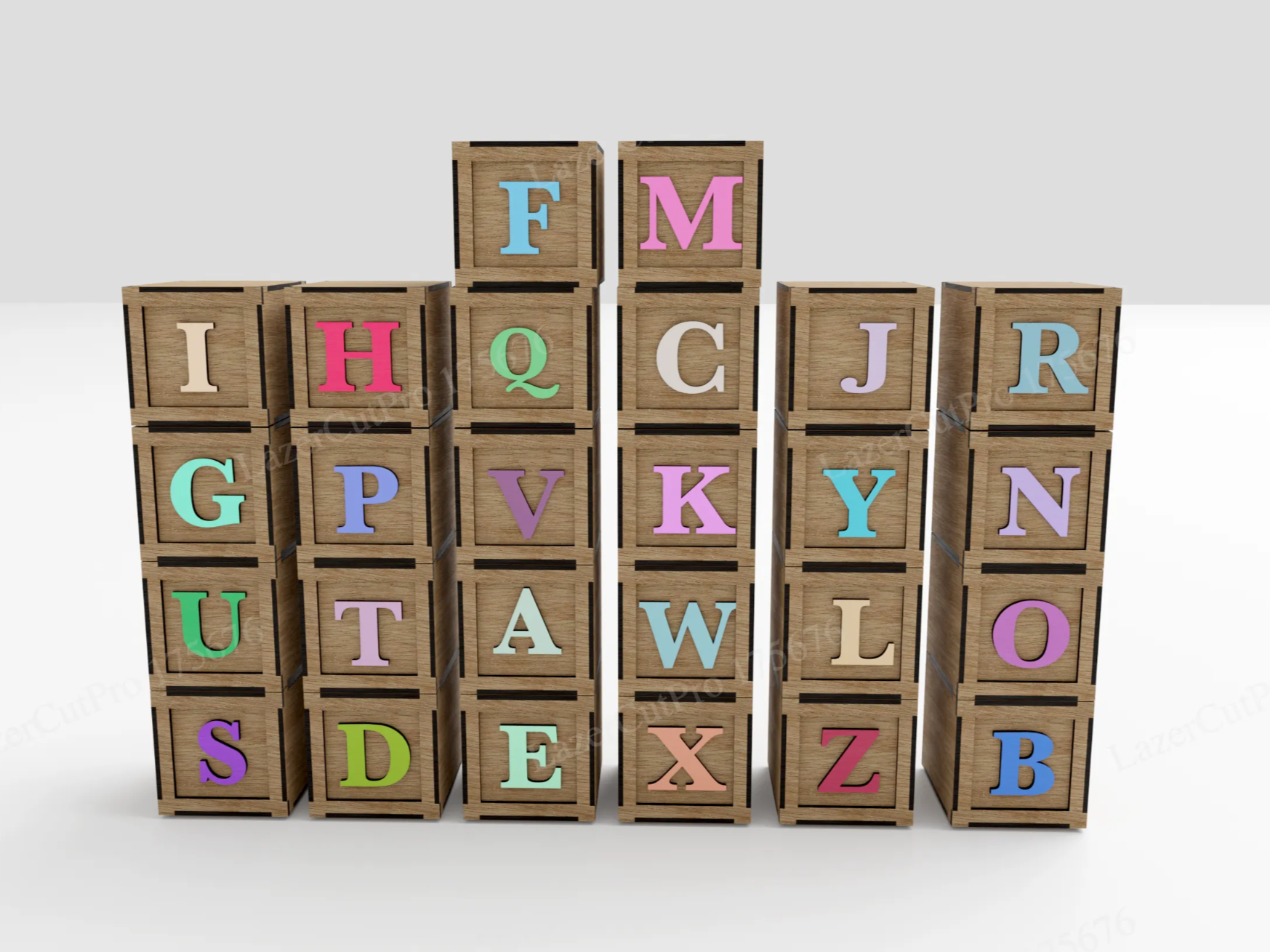 Alphabet Letter Blocks laser cut word puzzle idea