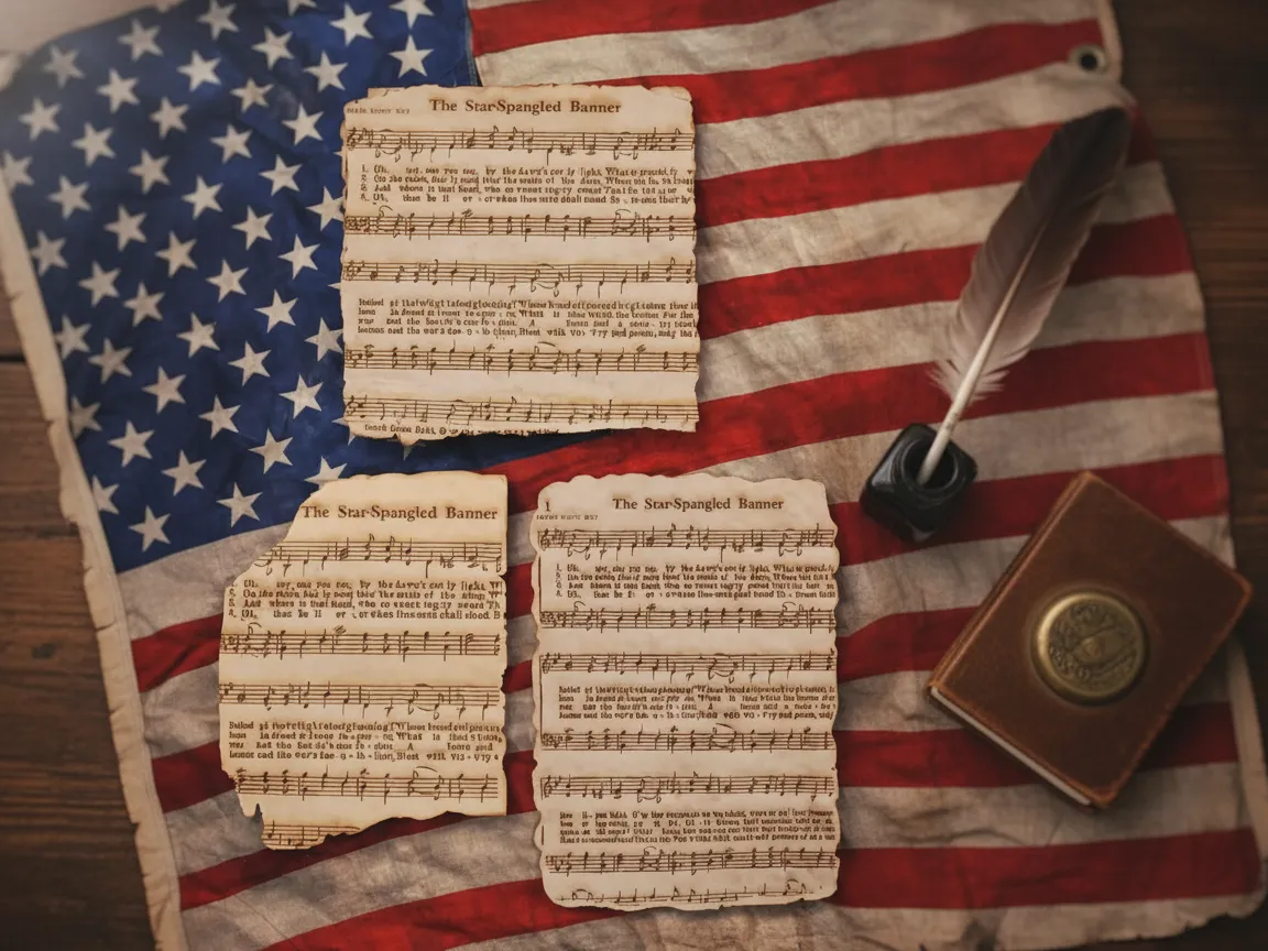 Star-Spangled Banner Sheet Music Torn Paper Cutout — free American flag wall art project file on Atomm