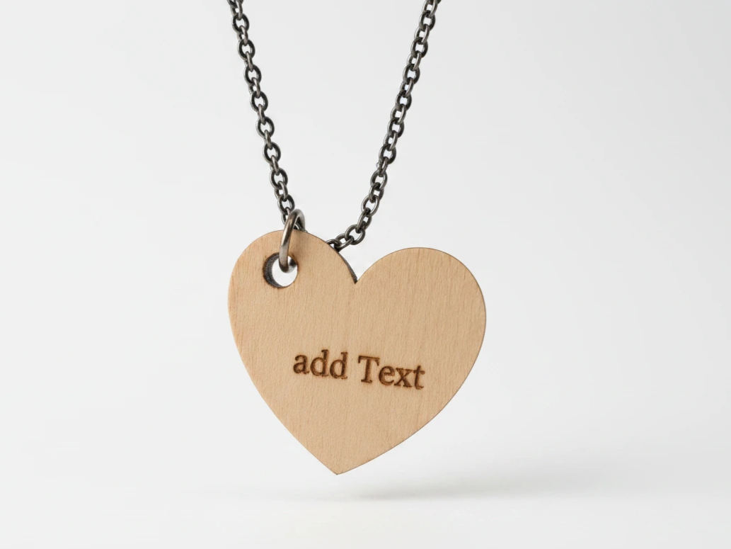 Wooden Heart Pendant Necklace (Add Your Own Text) gift design