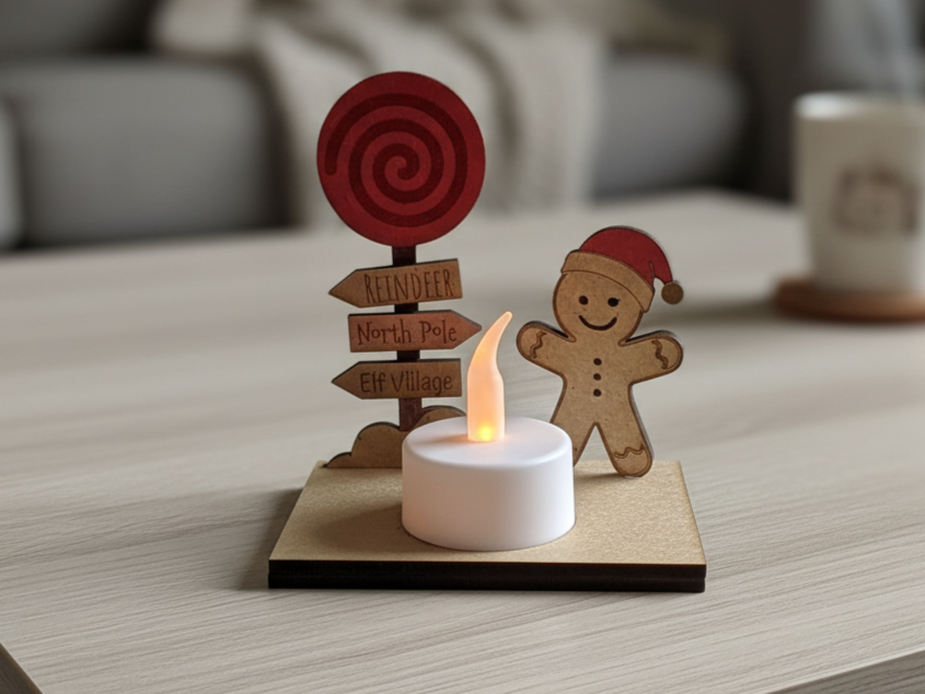 Gingerbread themed Christmas candle decoration
