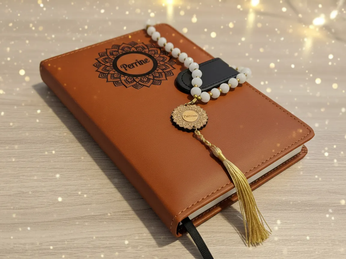 Personalized Leather Journal with Laser Engraved Mandala valentines day gift for men design