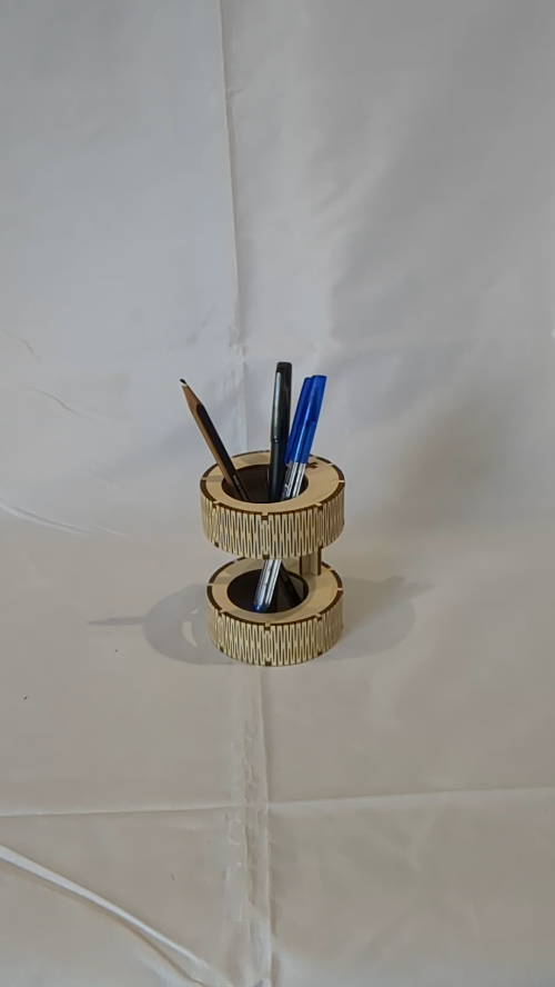 [Laser cut and engrave] Gift stand holder, pen or pencils storage, laser cut design. Laser cutting pattern, display pencils, desk organizer. Office accessory, birthday gift.