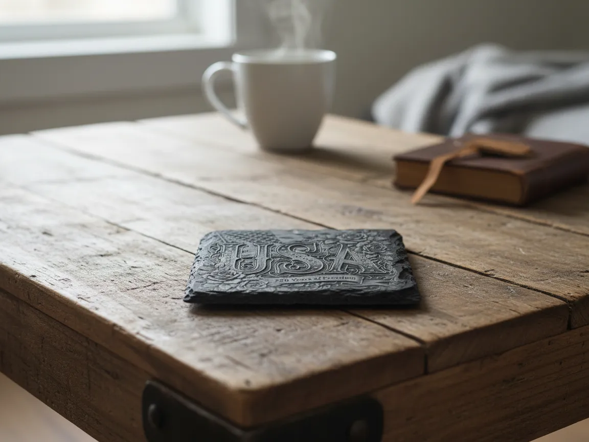 Patriotic Slate Coaster s květinovými akcenty USA podtácky z papíru