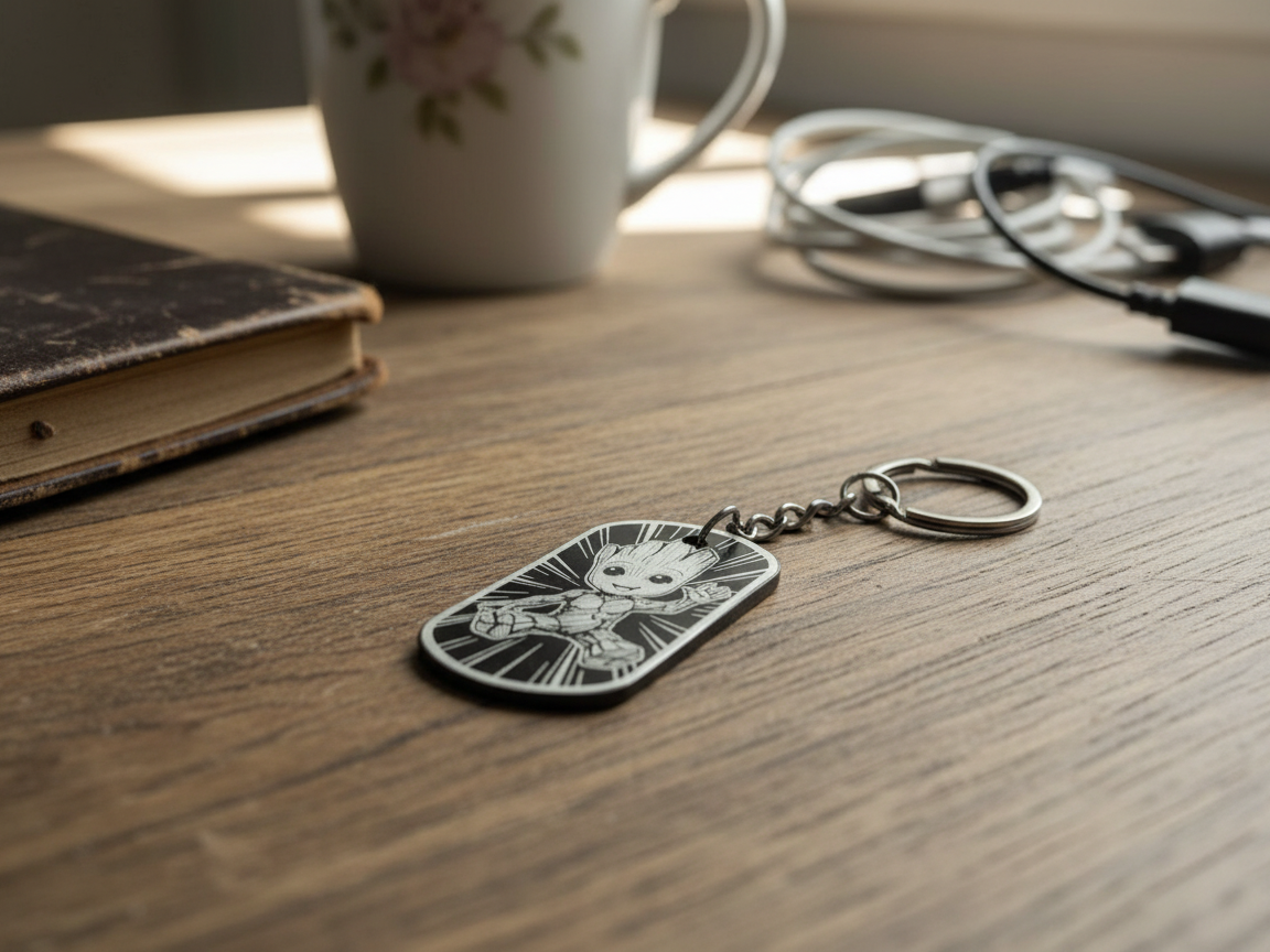 Groot character metal keychain gift idea