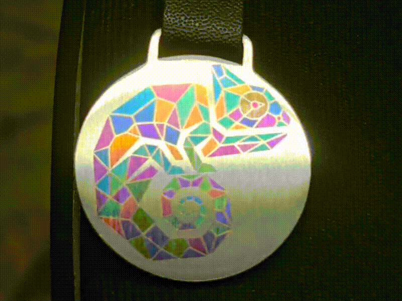 Geometric Chameleon Keychain #UV