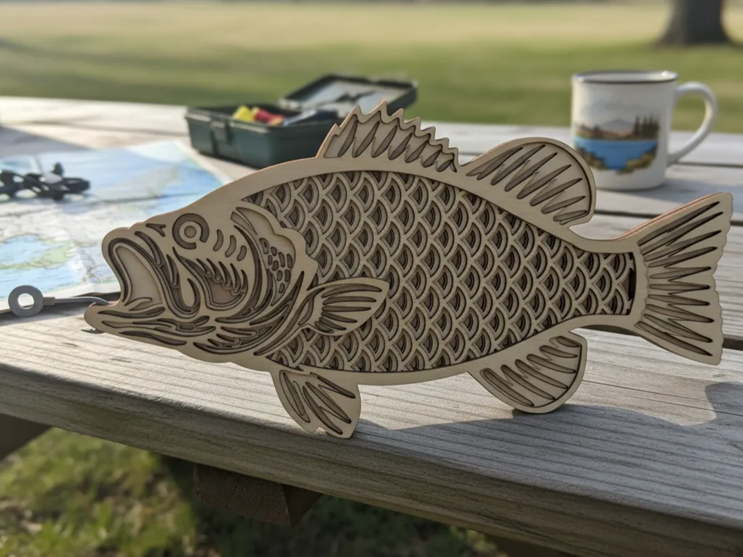 Leaser Fish 3D Multilayer Bass Fish Laser Cut Wooden Wall Art Decoration - Free ...