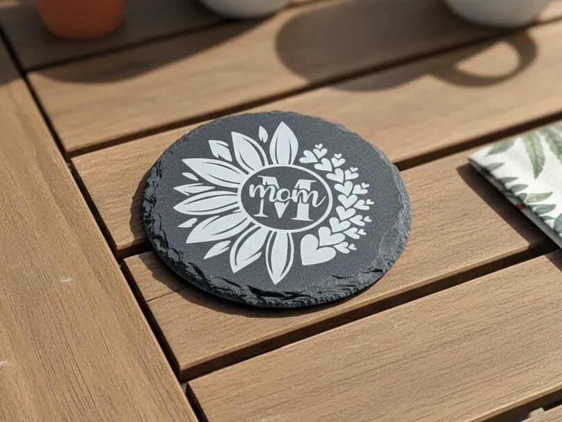 Slate Coaster with Floral Mom Design mother's day gift design