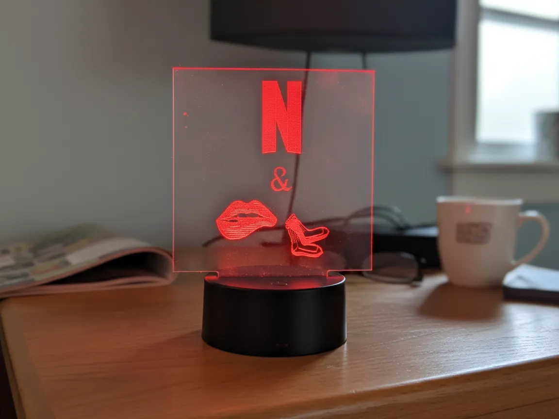 Idea regalo per la fidanzata: lampada notturna in acrilico LED «Netflix and Chill»