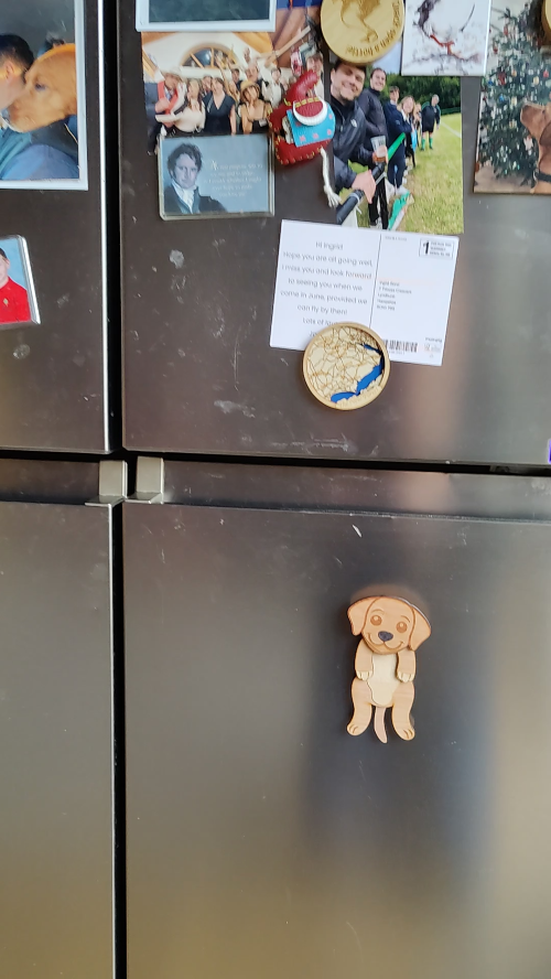 [Laser cut and engrave] Moving Dangley Wooden Puppy Refrigerator Magnet