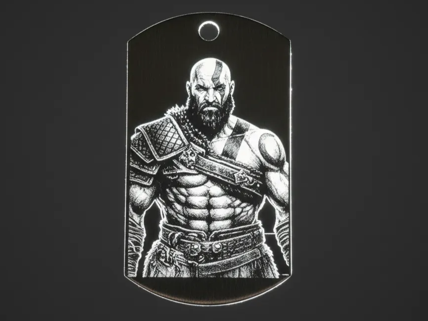 Kratos from God of War Keychain dog tag pendant design