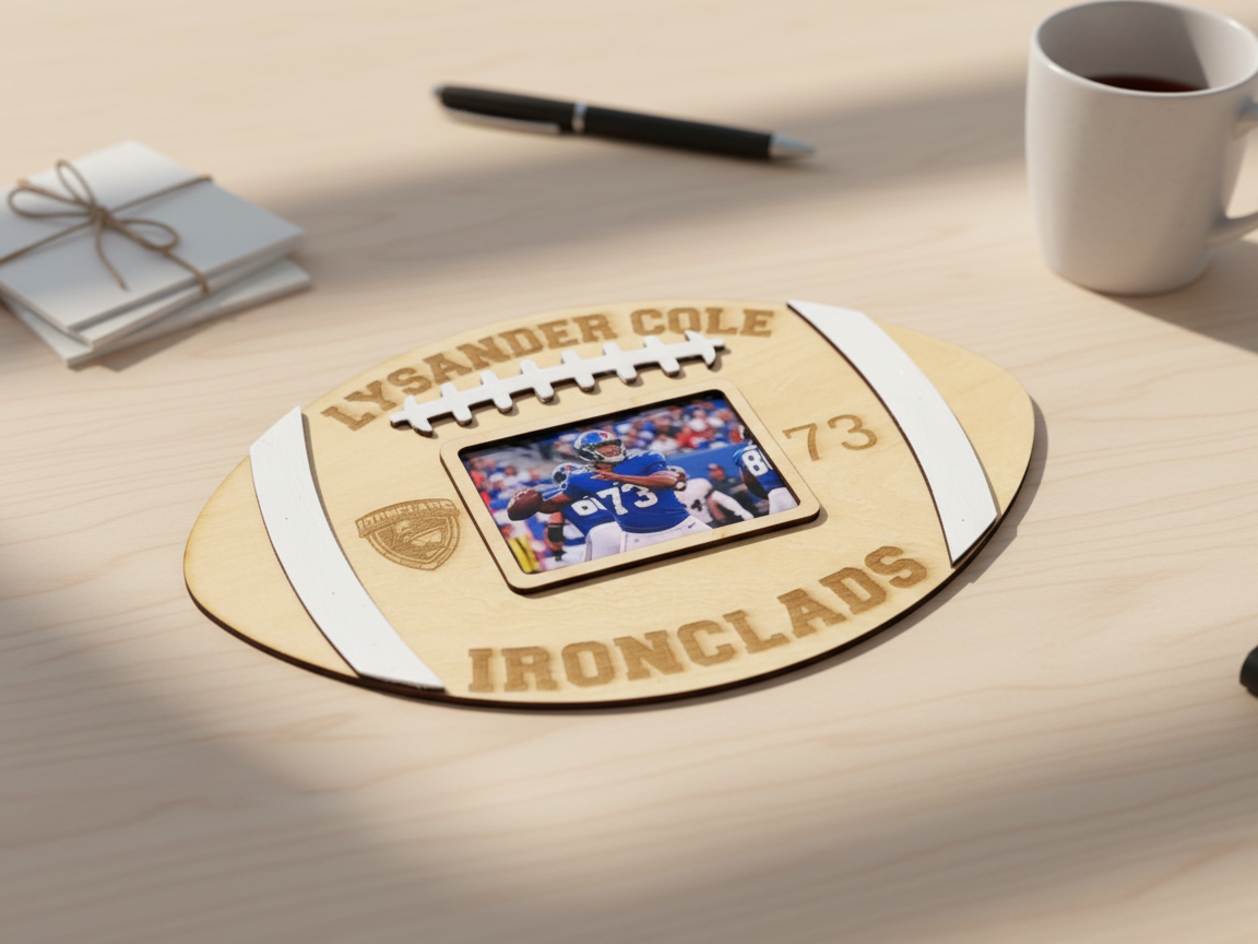 Wooden game day photo frame sports party decoration design
