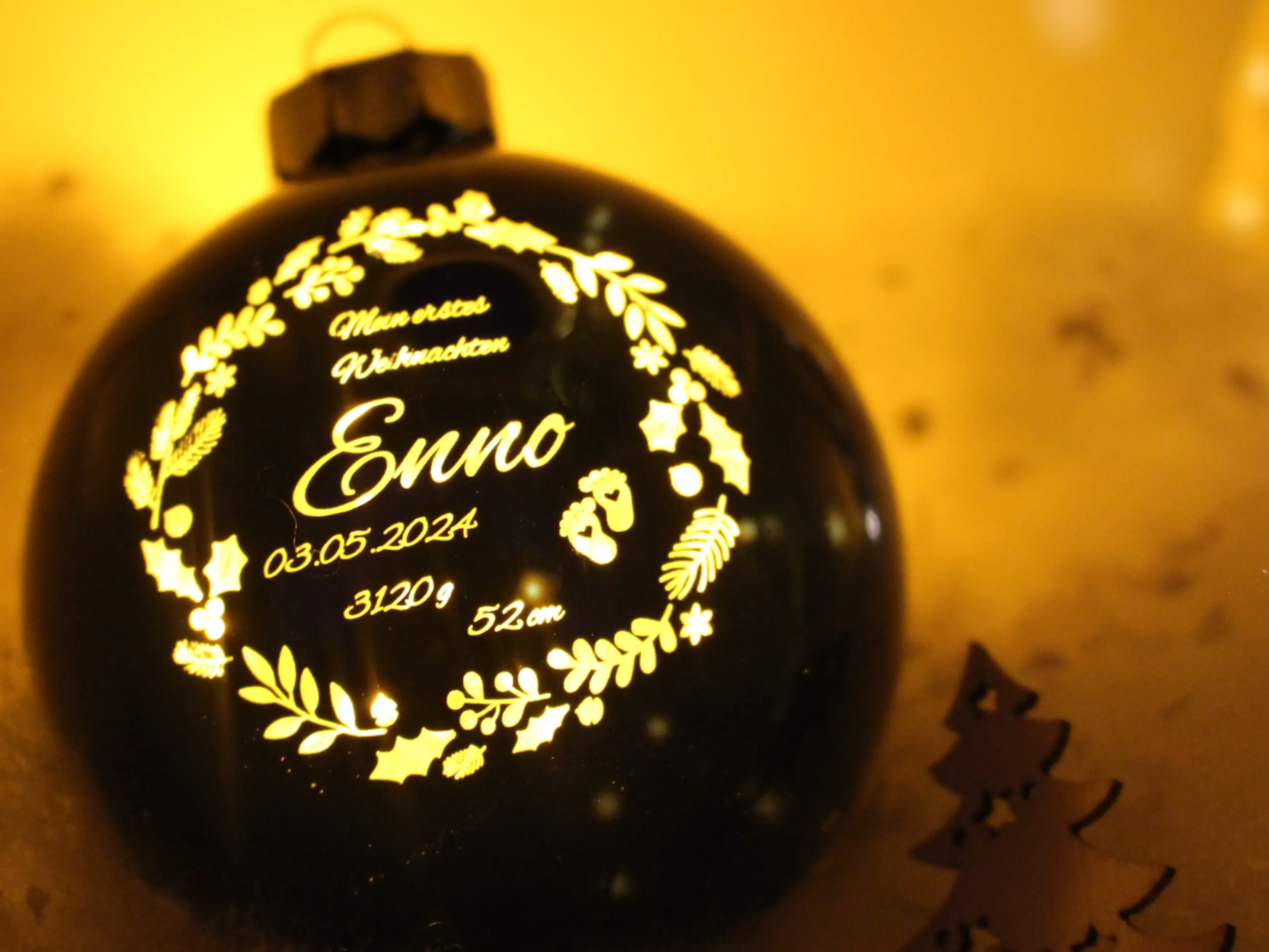 Personalized LED Baby Ornament light up Christmas tree ornament idea
