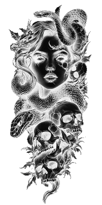 Medusa on a black aluminum business card with 2w IR | Free Files - Atomm