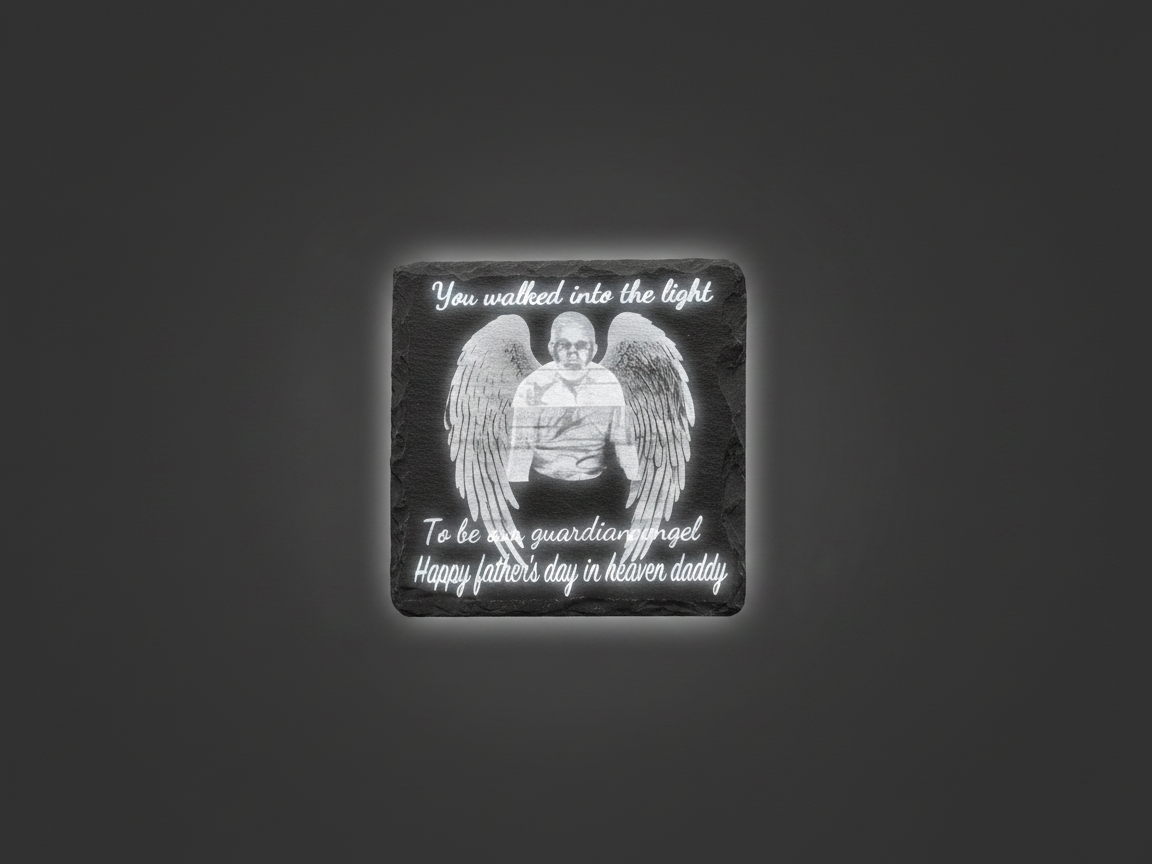Memorial Slate Plaque with Guardian Angel Tribute father's day gift design