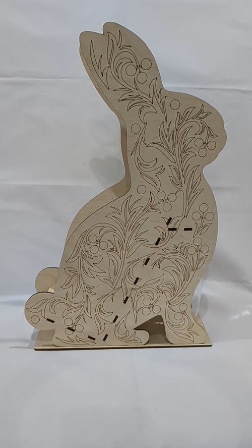 [Laser cut and engrave] Wine Bottle Holder, Easter Bunny Laser Cut Design, Laser Cutting Vector Template, Greeting Easter Decor