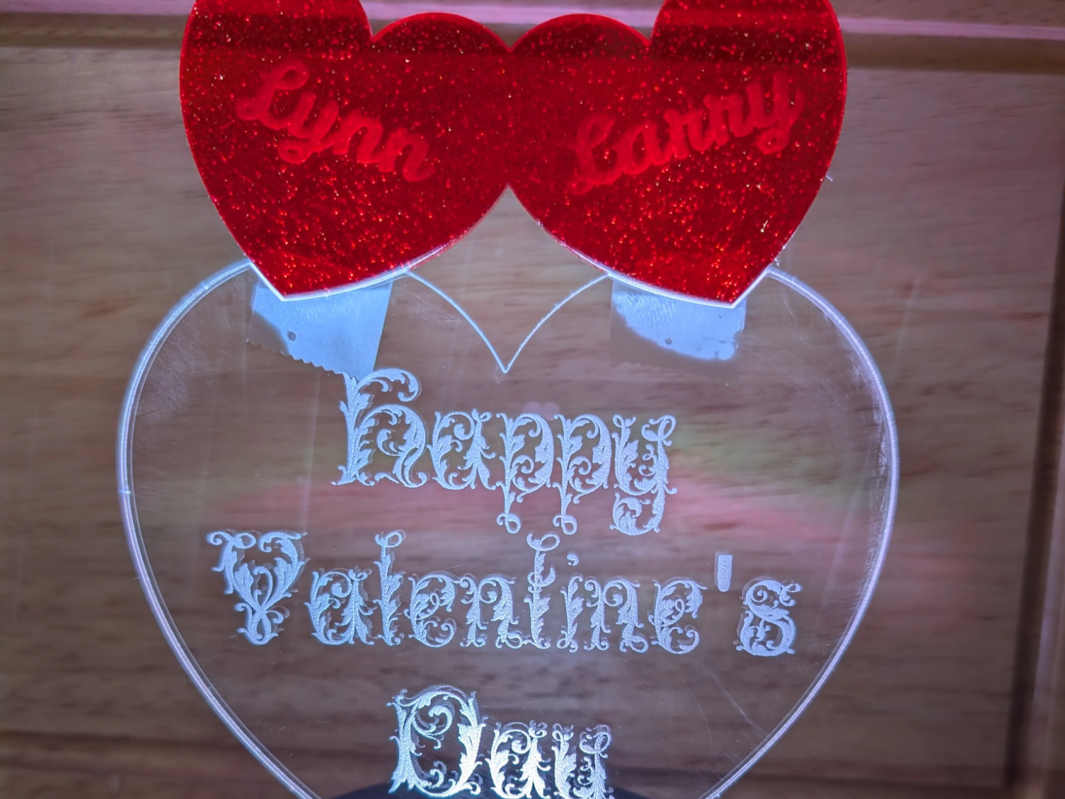 Laser Cut Valentine's Day Heart Sign / Night Light with Personalized Hearts valentines day gift for her design