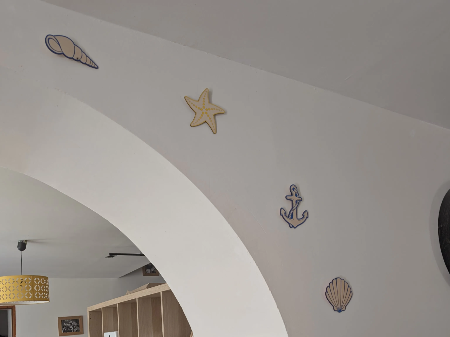 Laser Cut Nautical Wall Art Decor with Shell, Starfish, and Anchor laser cut summer decor design