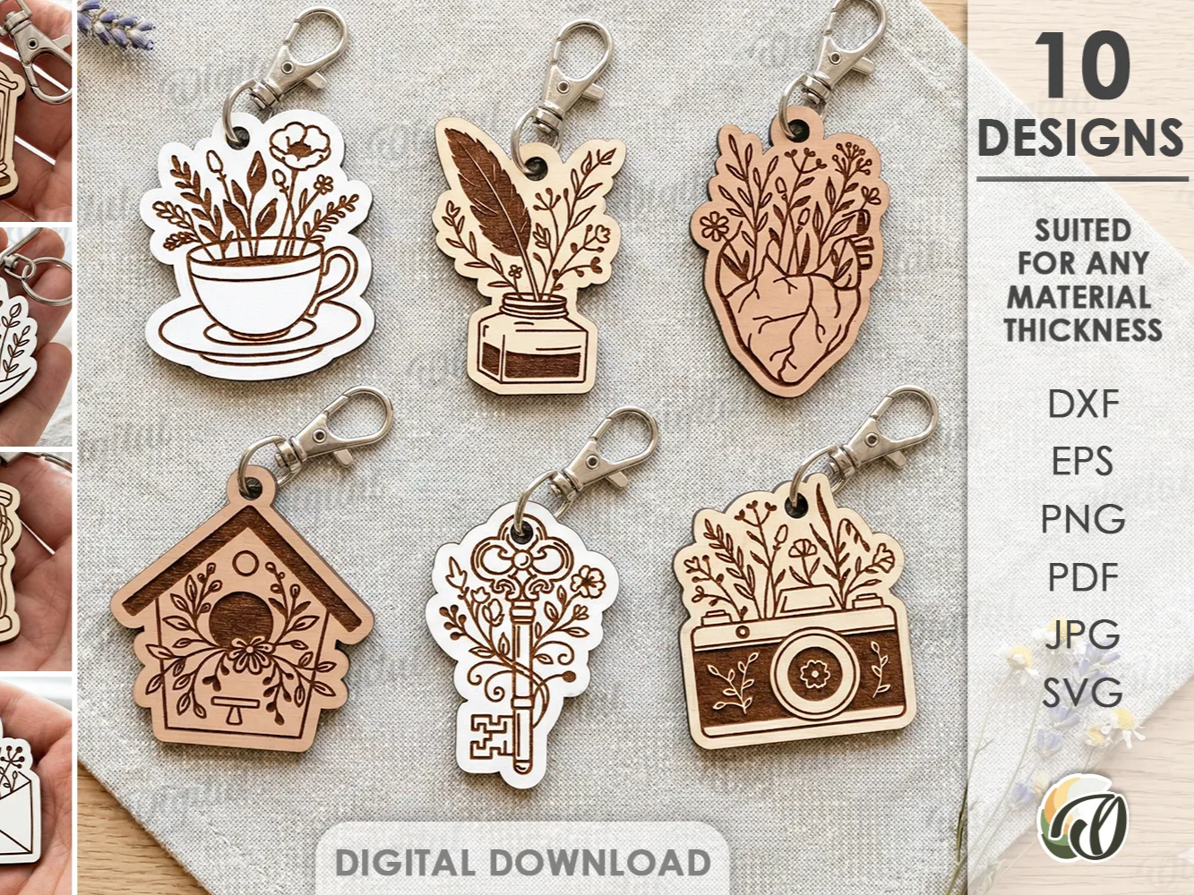 Floral Boho Keychain Bundle laser cut keychain idea for women