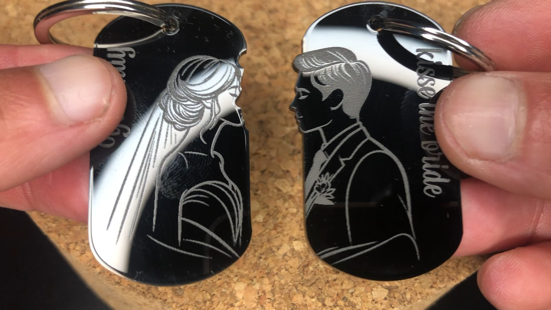 Wedding Story Tags, Couple Matching Engraved Pendant Set wedding gift design