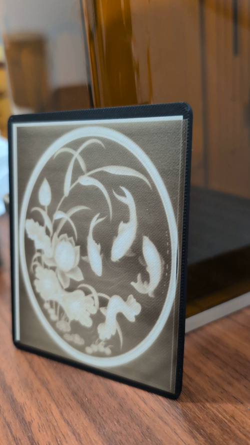 [Laser cut and engrave] Koi Fish and Lotus Flower Oval Wall Plaque
