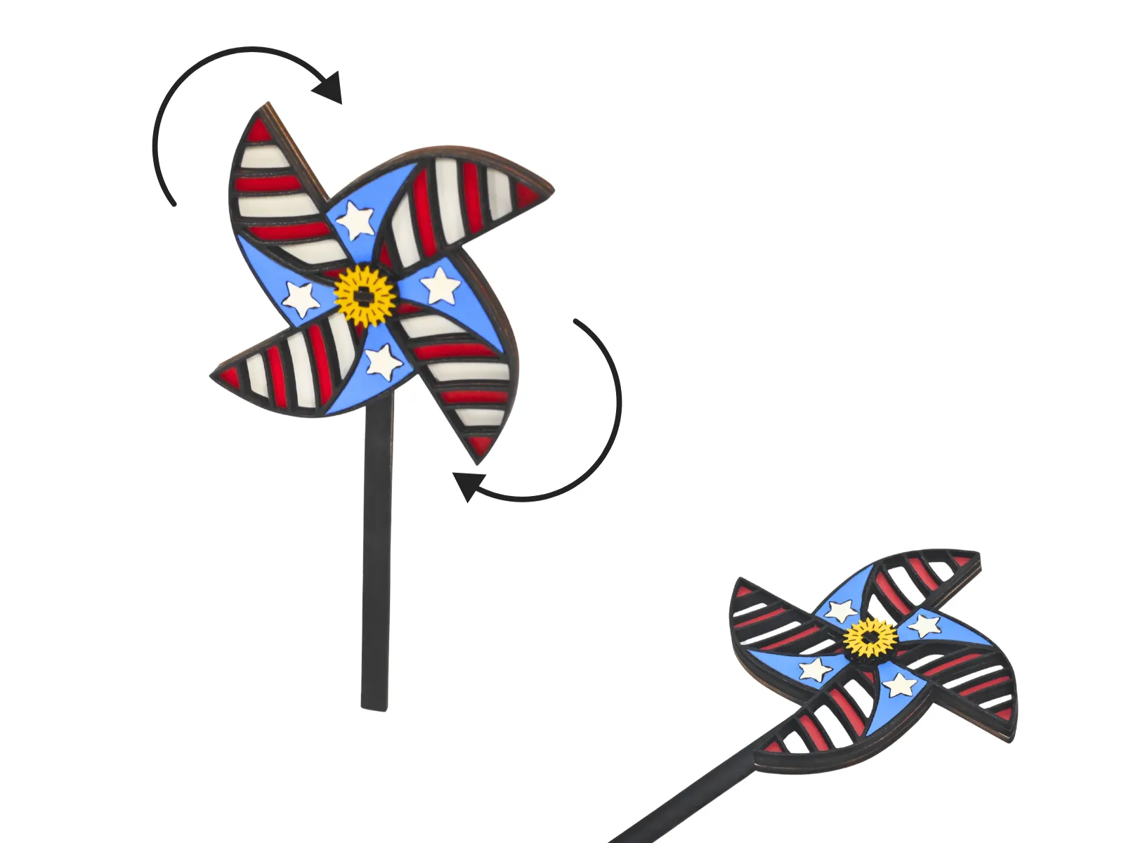 Multilayered wooden pinwheel laser cutting file — free patriotic laser/print project file on Atomm
