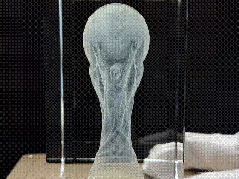3D Laser-Engraved World Cup Trophy Glass Ornament 🏆