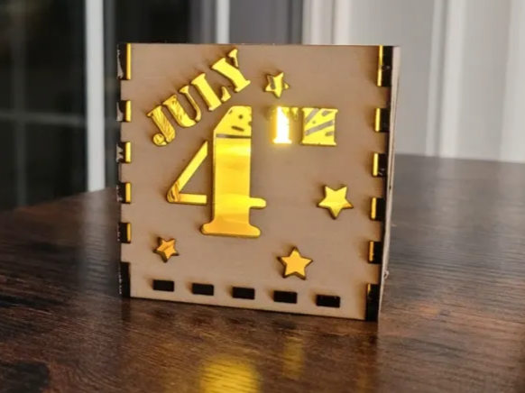 4th of July - Independence Day Candle Holder — free patriotic laser/print project file on Atomm
