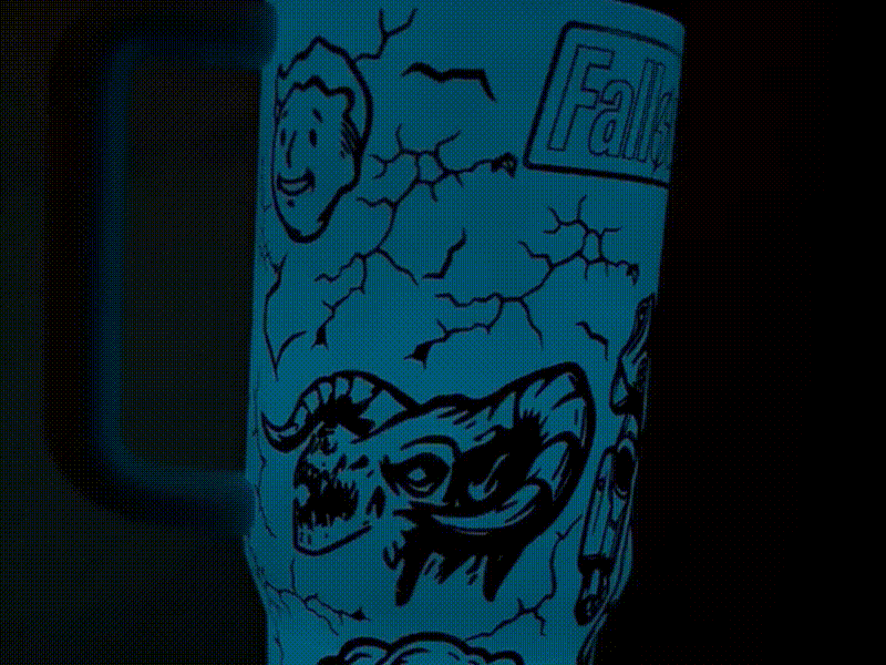 Fallout Themed Glow in the Dark Insulated Tumbler with Handle