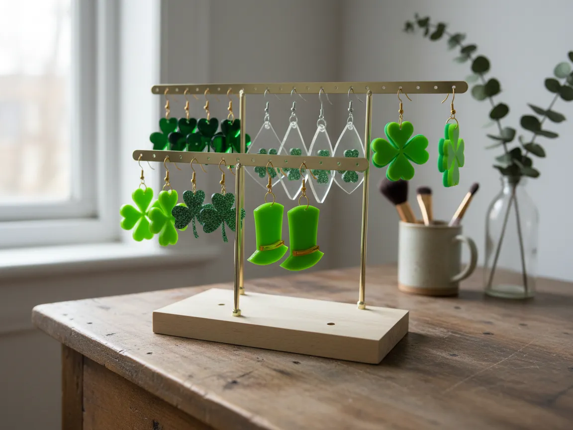 Green St. Patrick's Day Themed Acrylic Earrings | Free Files - Atomm