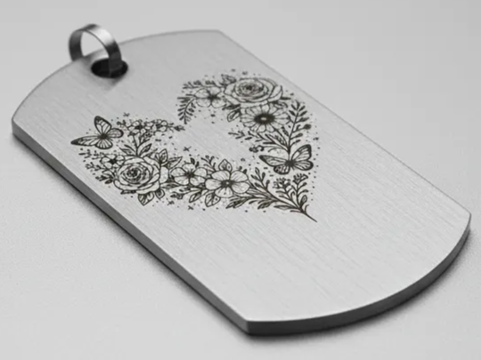 Floral Heart and Butterfly Pendant dog tag pendant design