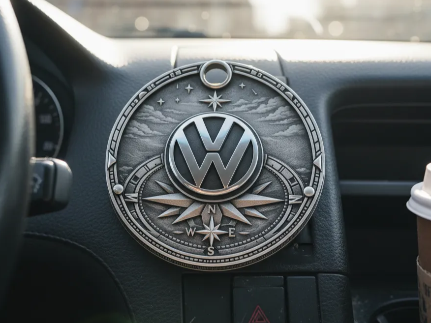 Volkswagen Logo Compass Medallion Car Hanging Ornament or keyring keychain custom logo keychain idea