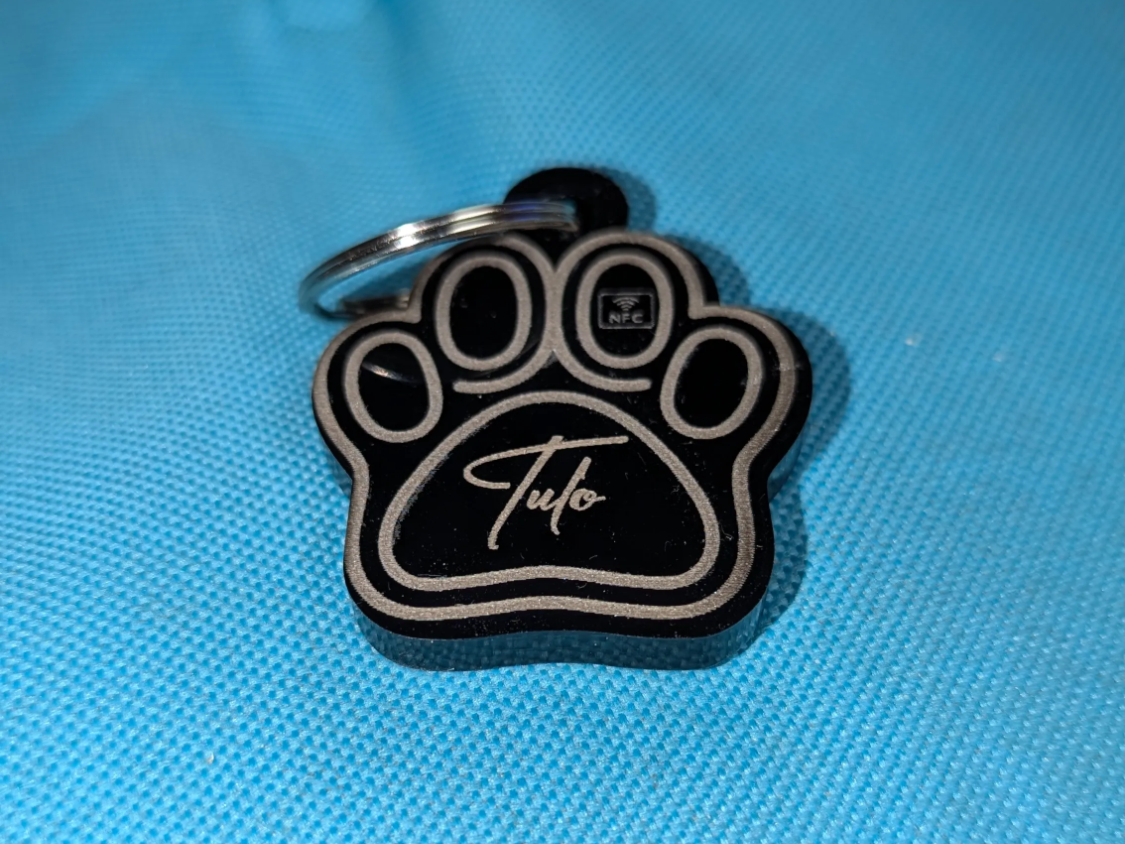 Personalized Paw-Shaped Pet Tag with NFC, "Tulo" pet id tag design