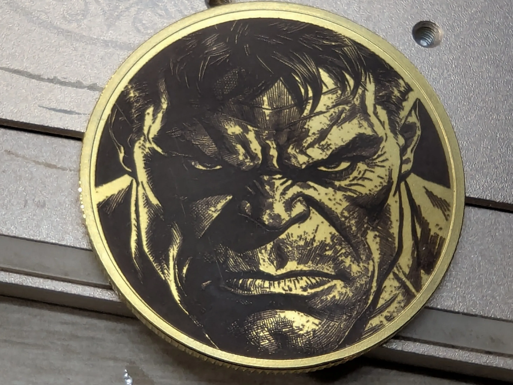 Brass Hulk face medallion gift idea
