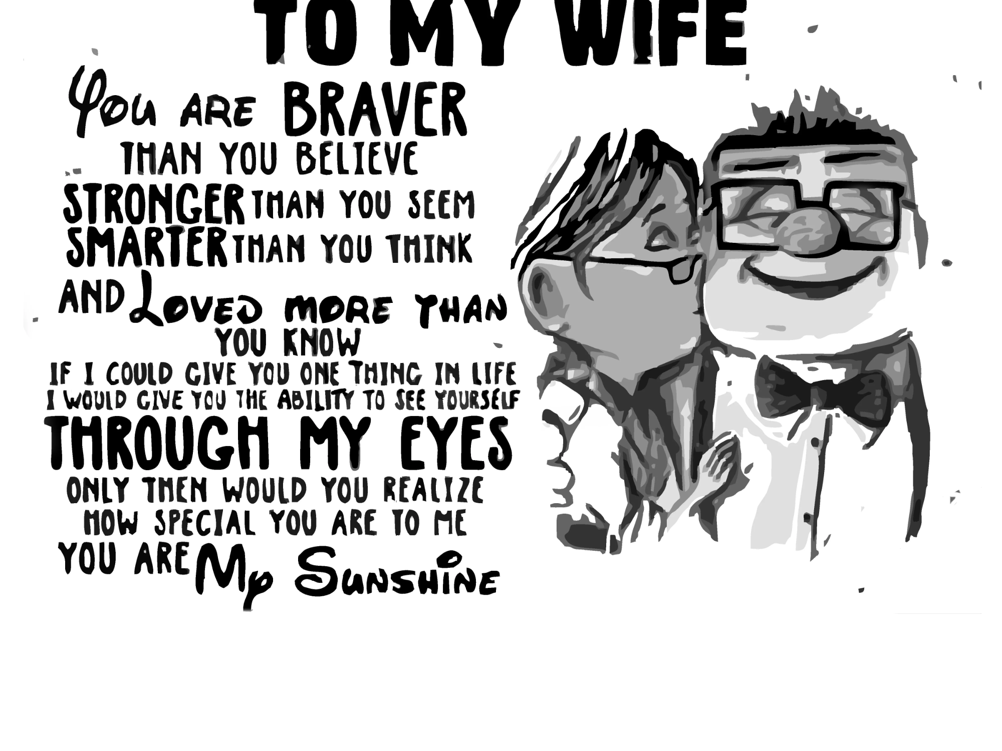 Laser-Engraved "To My Wife" Inspirational Quote Wall Art gift for wife idea