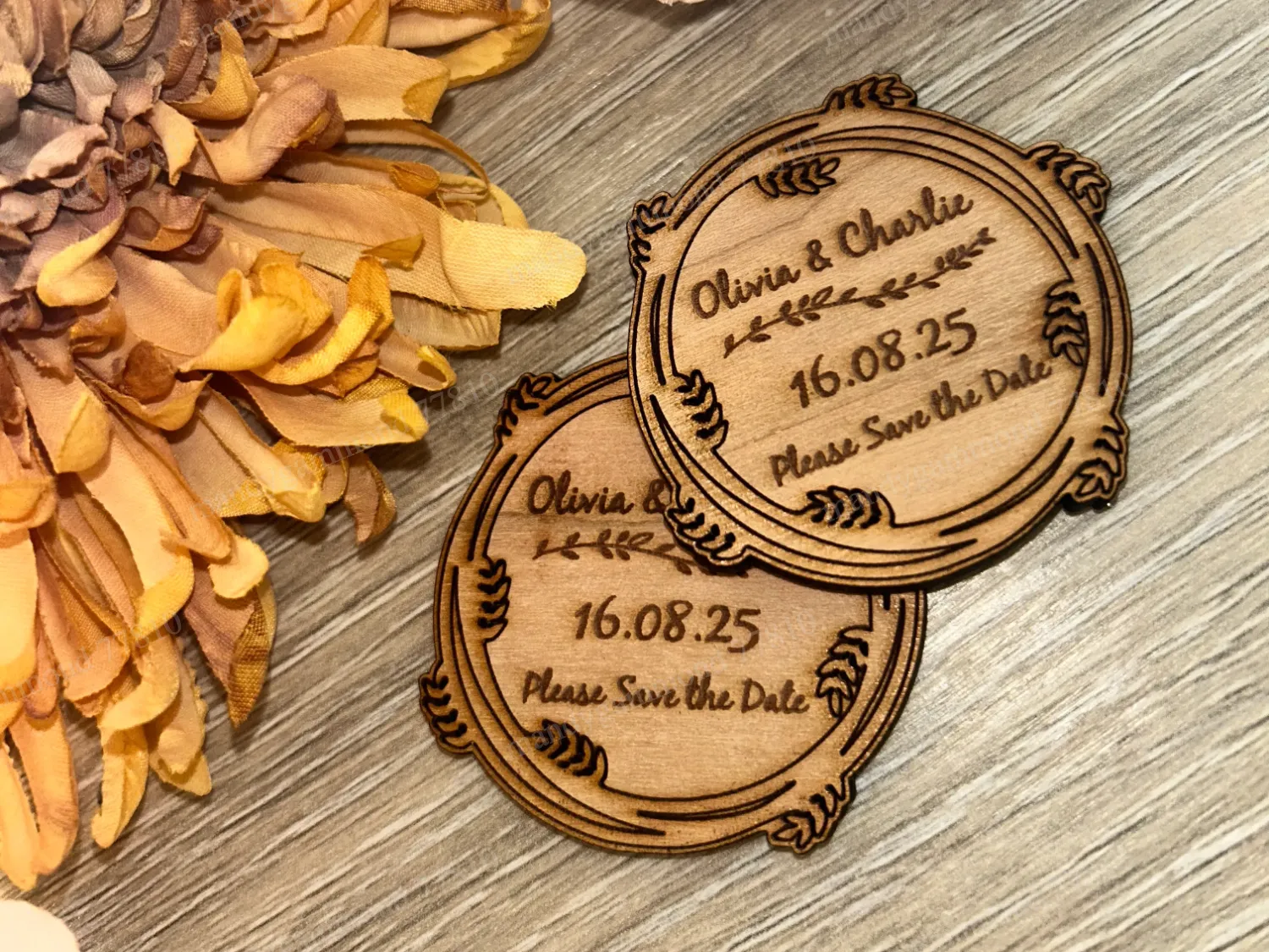 Wooden SavetheDate Magnets wedding favor return gift idea
