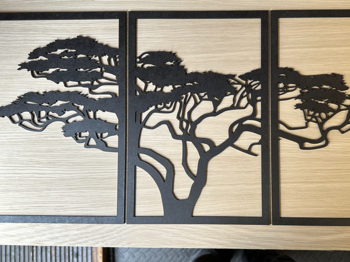 Acacia tree silhouette wall art triptych