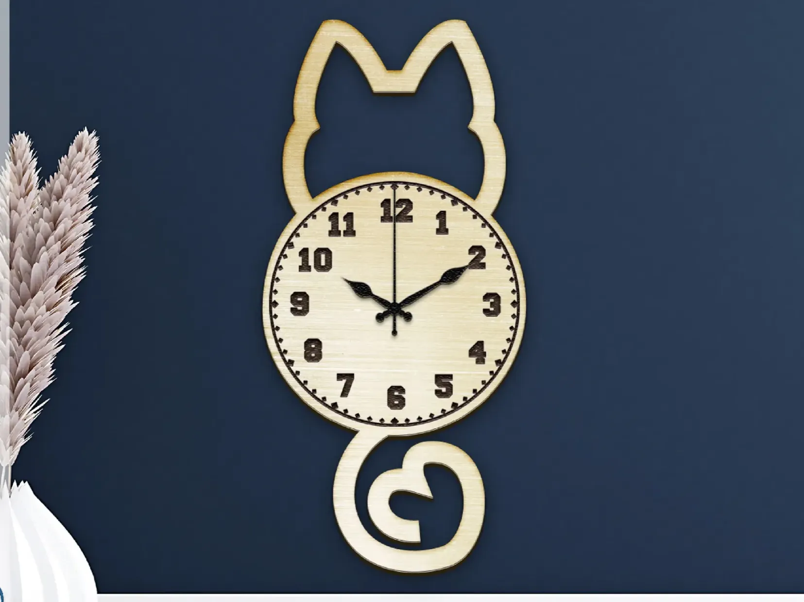 Cat Silhouette Pendulum Clock laser cut cat clock idea