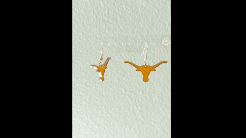 [Laser cut and engrave] Translucent Orange Longhorn Earrings