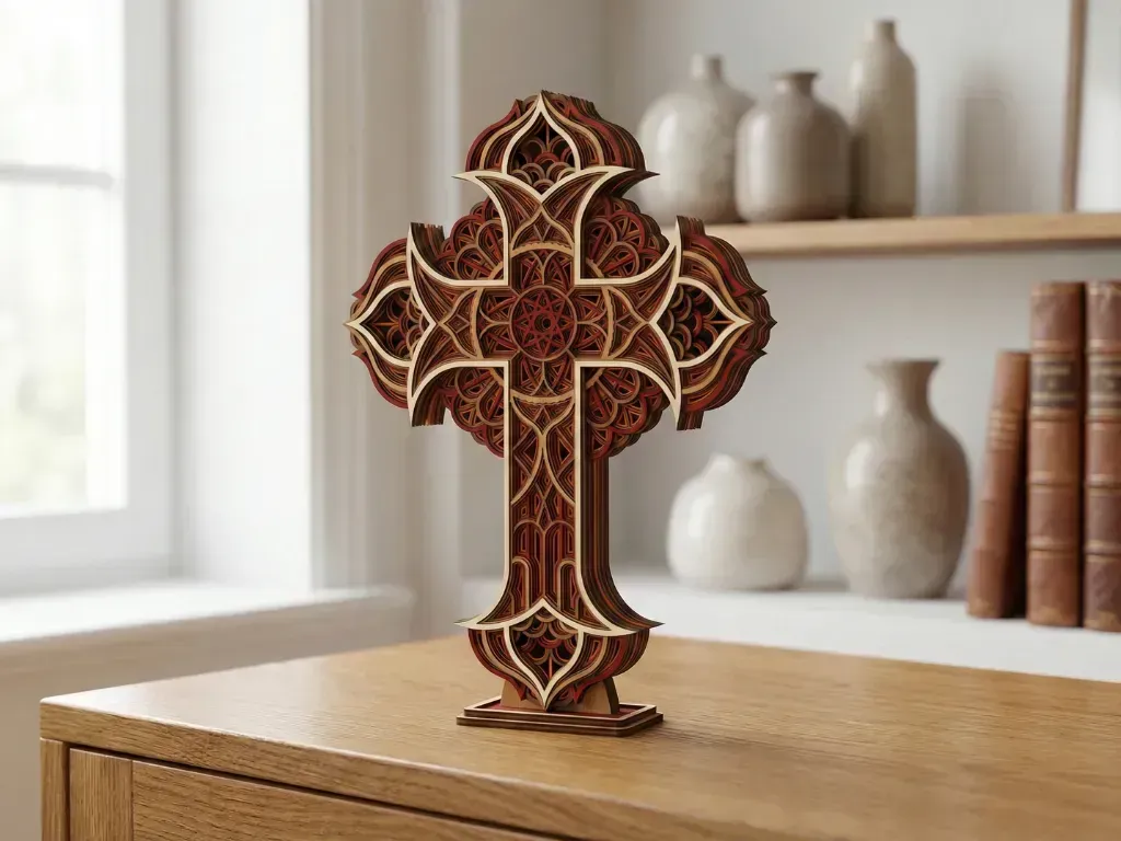 Laser Cut Multilayer Cross #8 Wall Art – 7 Layered Cross Design | 3D ...