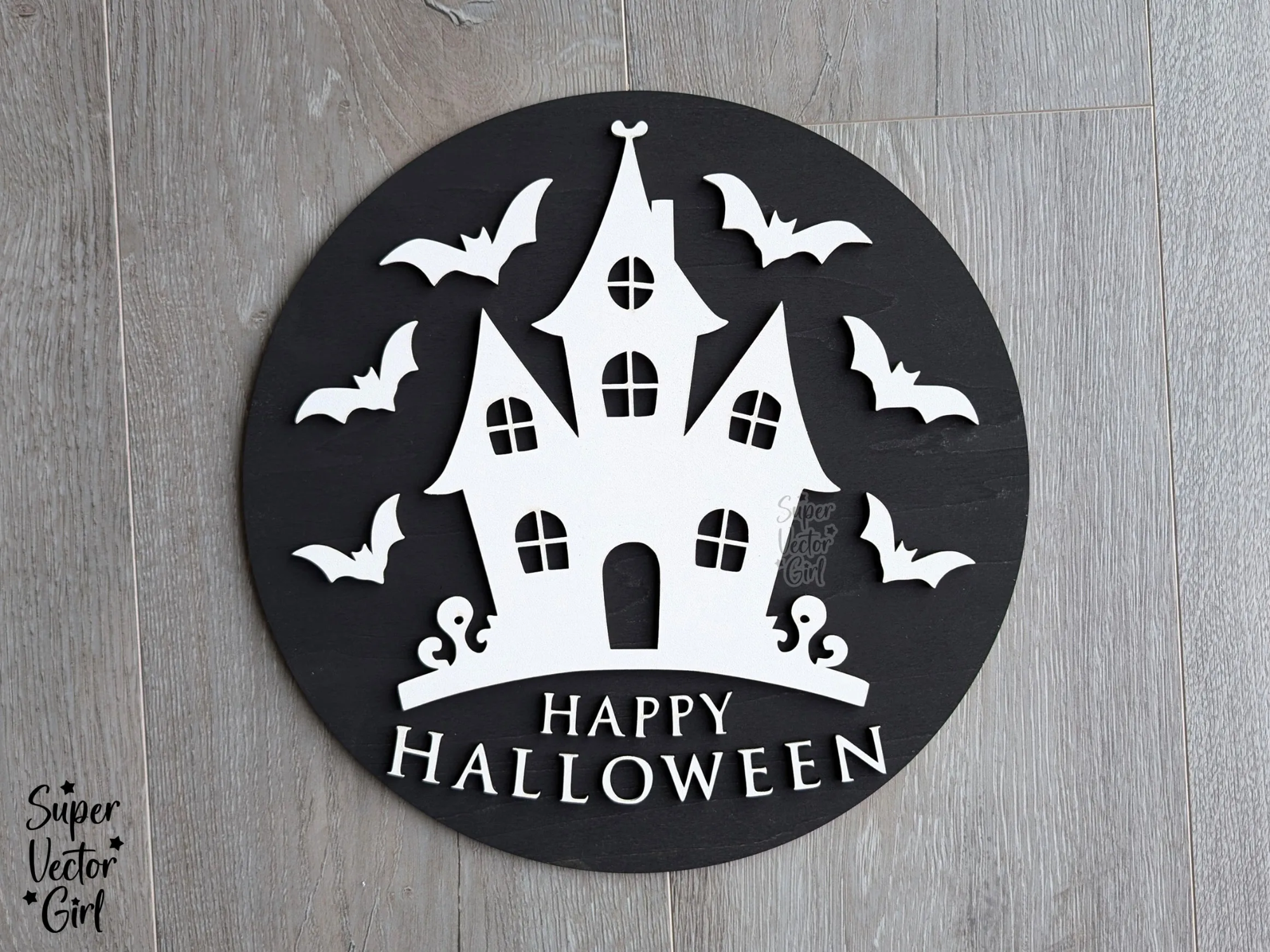Décoration de porte maison hantée, décoration d'Halloween pour extérieur découpée au laser