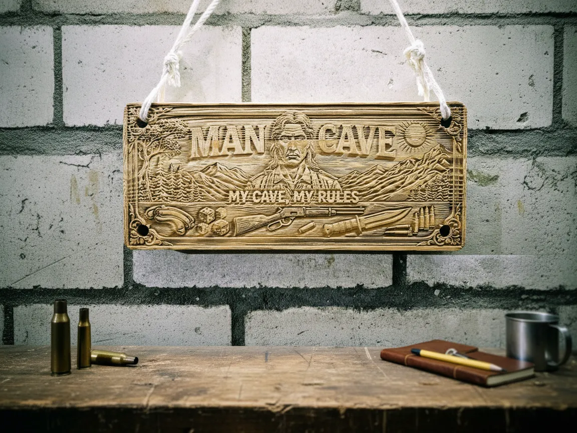 Laser Engraved Wooden Man Cave Sign