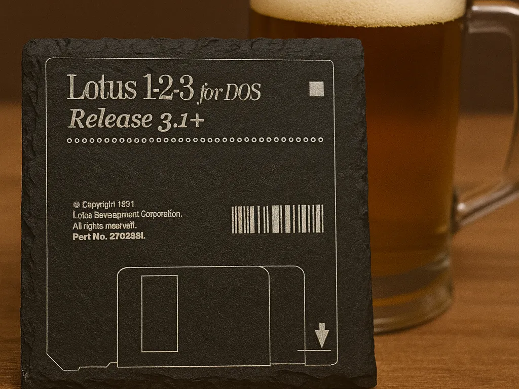 Lotus 1-2-3 Floppy Disk Coaster - real Atomm community coaster project