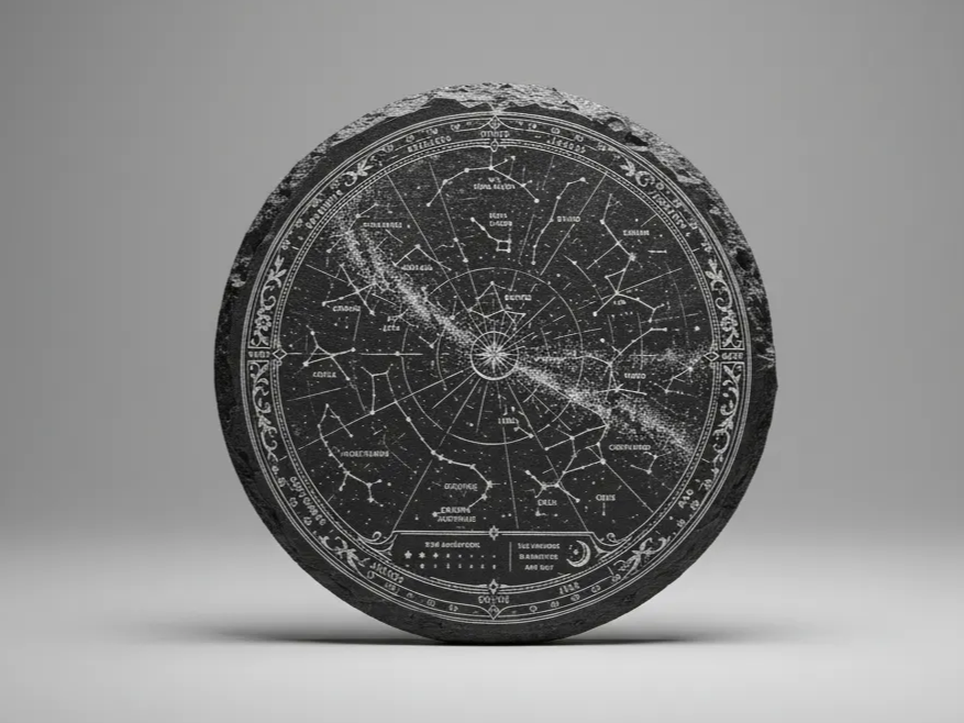 帶星圖與星座圖的圓形石板飾牌